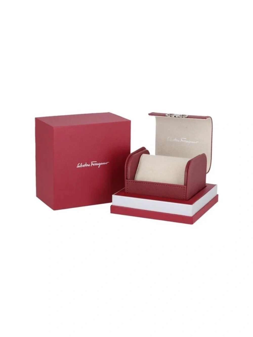 Salvatore Ferragamo Gancino Rose Gold and Blue Leather Women's 23mm Watch NEW